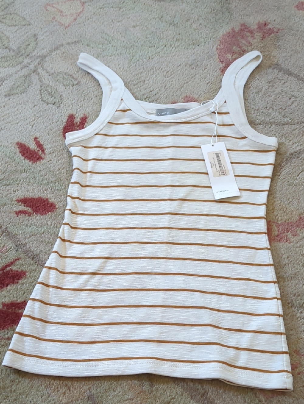 Vince Striped Straight Neck Cami Tank